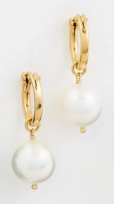 Chan Luu Baroque Pearl Hoop Earrings White Pearl One Size | Thumbnail 2