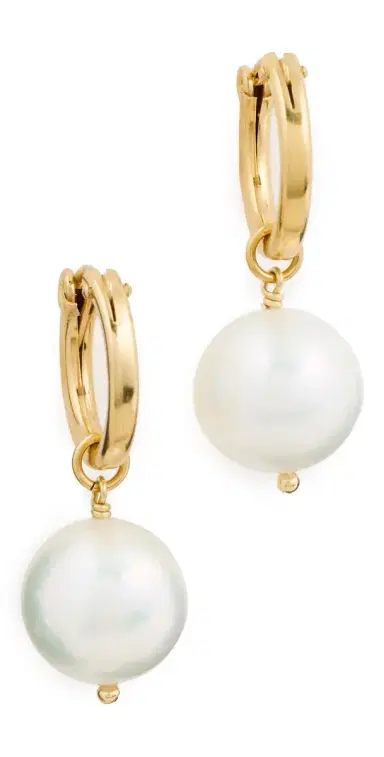 Chan Luu Baroque Pearl Hoop Earrings White Pearl One Size | Thumbnail 1