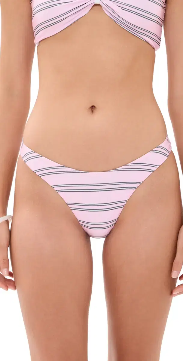 Frankies Bikinis Dove atin Bikini Bottoms Pink tripe