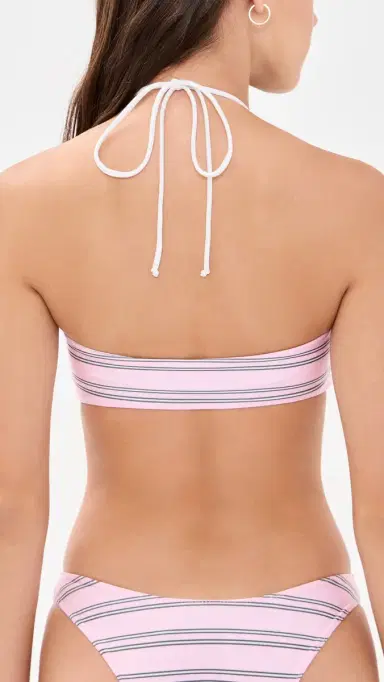 Frankies Bikinis Rumi Satin Bikini Top Pink Stripe | Thumbnail 3