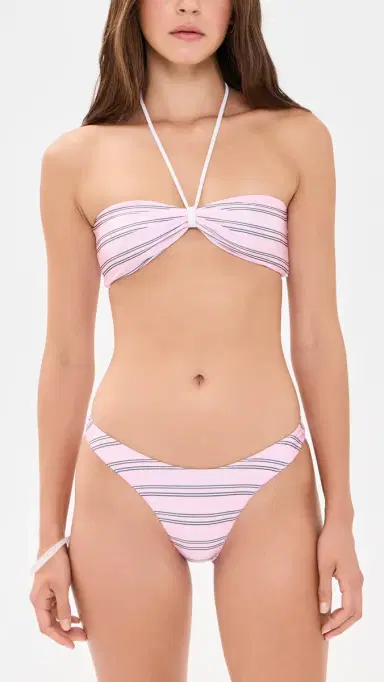 Frankies Bikinis Rumi Satin Bikini Top Pink Stripe | Thumbnail 5