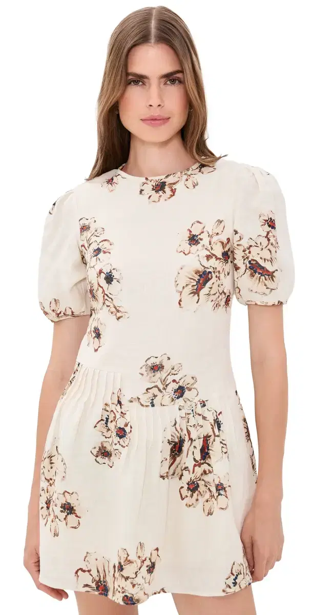 SIR. Freja Puff Sleeve Linen Mini Dress Rosetta