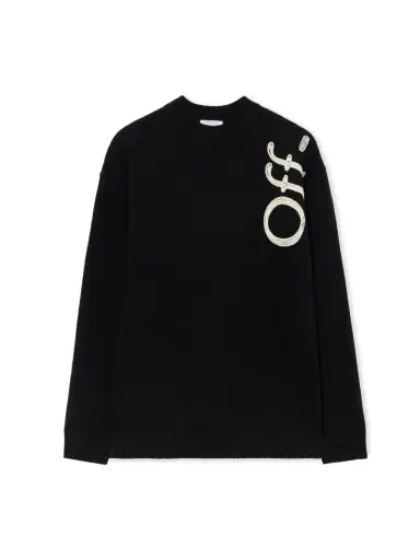 Off-White Vertical Bookish Logo Knit Crewneck | Thumbnail 1 Off-White Vertical Bookish Logo Knit Crewneck | Thumbnail 1