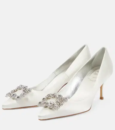 Roger Vivier Flower Strass embellished satin pumps | Thumbnail 2