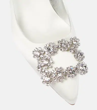 Roger Vivier Flower Strass embellished satin pumps | Thumbnail 4
