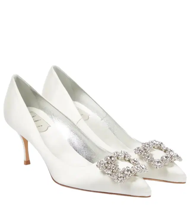 Roger Vivier Flower Strass embellished satin pumps