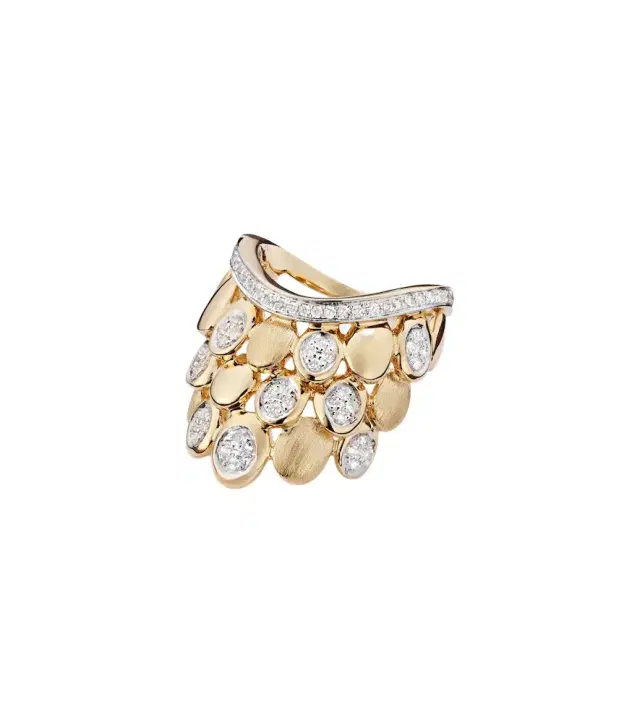 Rainbow K Blossom 14kt gold pinky ring with diamonds
