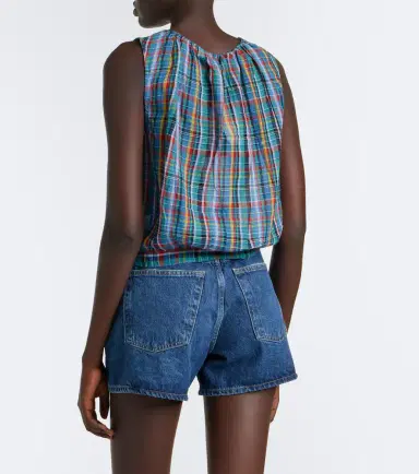Doen Dôen Theo plaid cotton voile top | Thumbnail 3