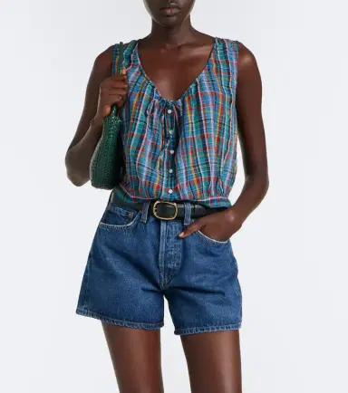 Doen Dôen Theo plaid cotton voile top | Thumbnail 5
