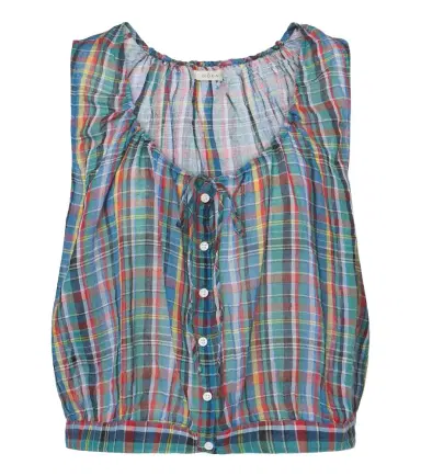 Doen Dôen Theo plaid cotton voile top | Thumbnail 1