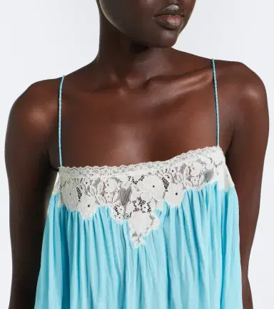 DÔEN Dôen Clemente lace-trimmed silk minidress | Thumbnail 3