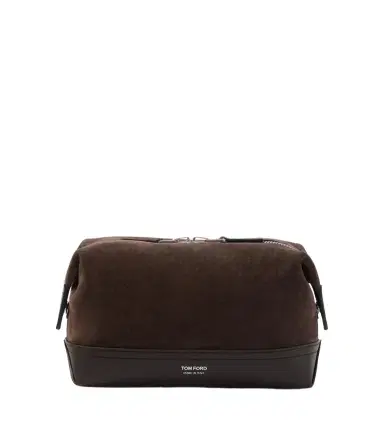 Tom Ford Leather-trimmed suede toiletry bag | Thumbnail 1