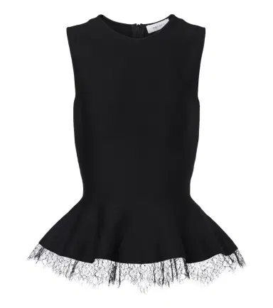 Alexander McQueen Lace-trimmed peplum top | Thumbnail 1