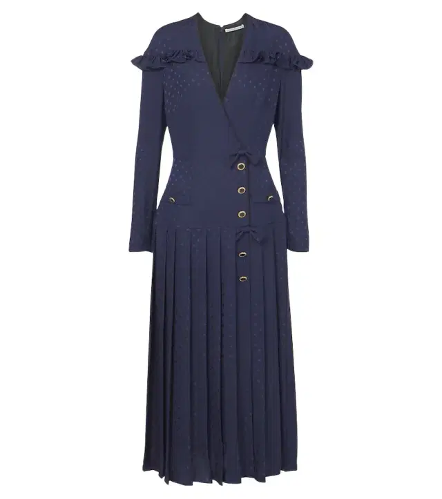 Alessandra Rich Pleated silk jacquard midi dress