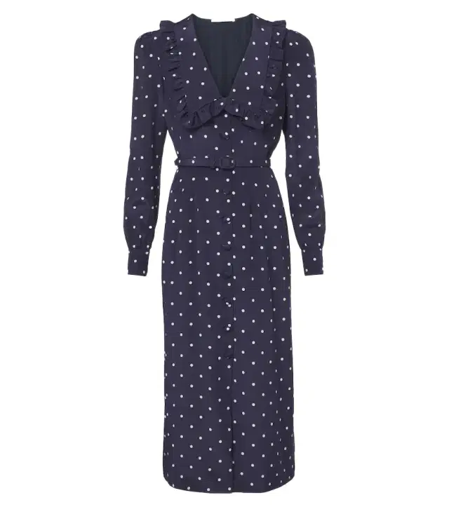 Alessandra Rich Belted polka-dot silk midi dress