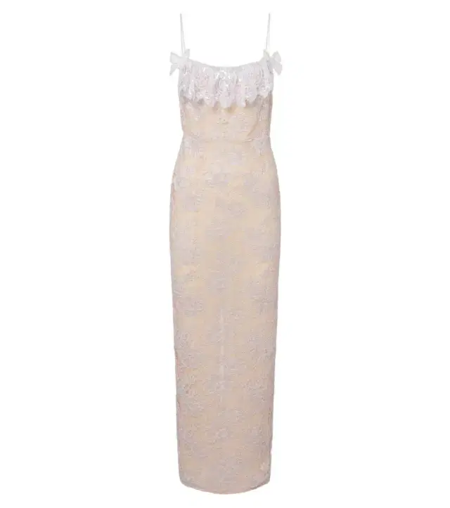 Alessandra Rich Ruffled sequined lace slip dress