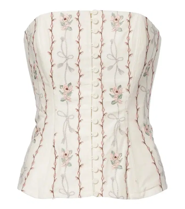 Agua by Agua Bendita Abelia floral embroidered linen corset