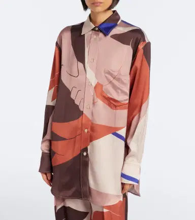Victoria Beckham Printed crêpe satin shirt | Thumbnail 7 Victoria Beckham Printed crêpe satin shirt | Thumbnail 7