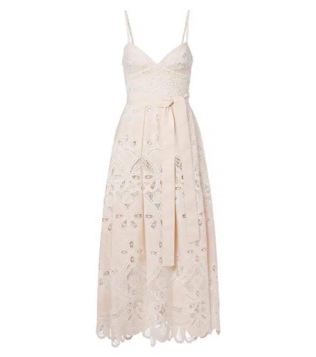 Elie Saab Belted embroidered gathered midi dress