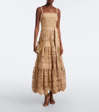 Elie Saab Belted tiered guipure lace maxi dress | Thumbnail 3