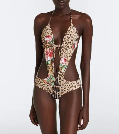 Roberto Cavalli Leopard-print cutout swimsuit | Thumbnail 3