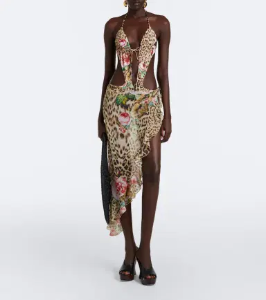 Roberto Cavalli Leopard-print silk beach cover-up | Thumbnail 4