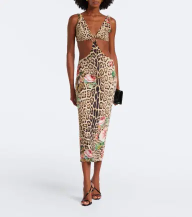 Roberto Cavalli Cutout leopard-print midi dress | Thumbnail 7