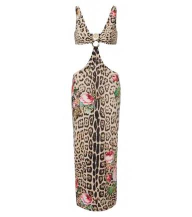 Roberto Cavalli Cutout leopard-print midi dress | Thumbnail 1