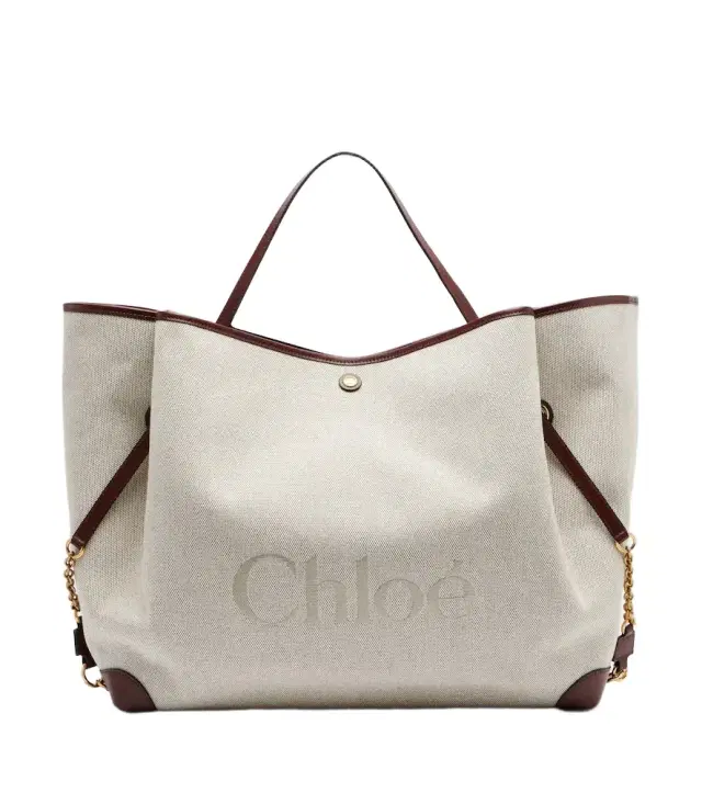 Chloe Chloé Chloé Clover leather-trimmed canvas tote bag