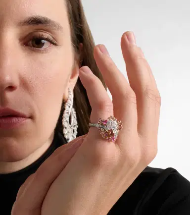 Ananya Magnificent Jewels Volume 2 18kt gold pinky ring with gemstones | Thumbnail 3