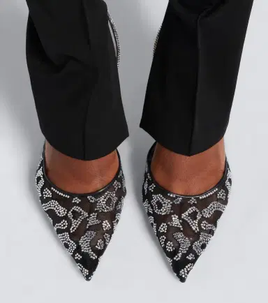 René Caovilla Embellished mesh slingback pumps | Thumbnail 6