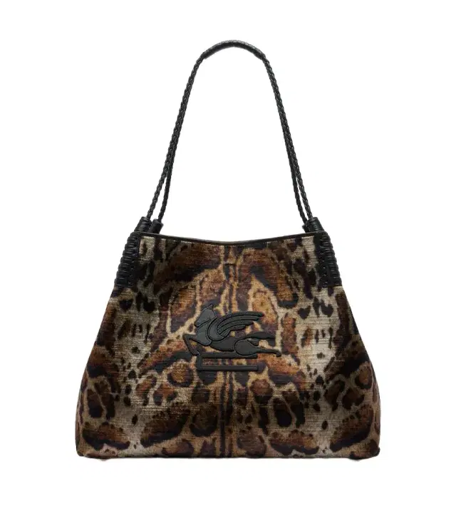 Etro Libra Large leopard-print velvet tote bag