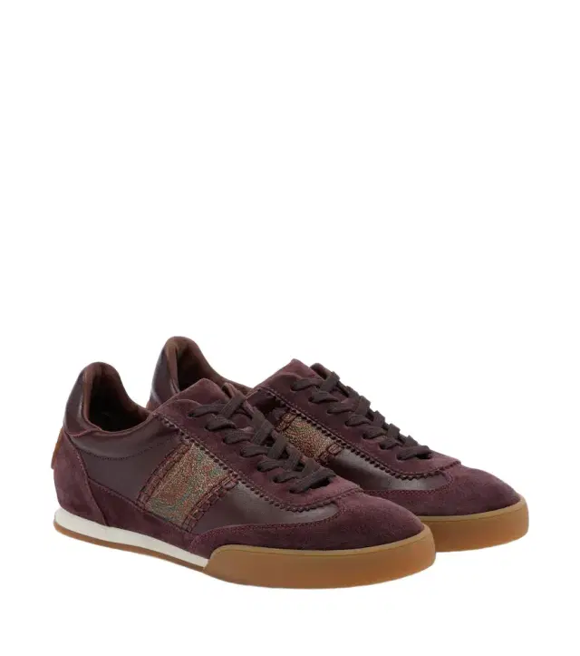 Etro Pegaso suede-trimmed leather sneakers