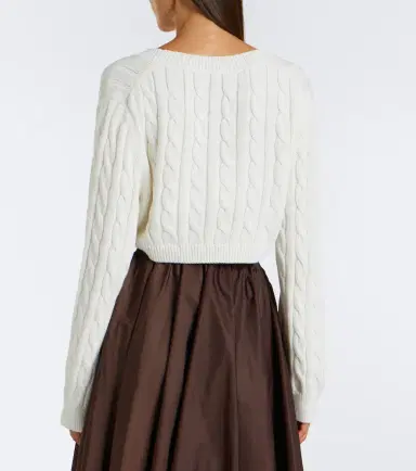 Prada Cable-knit cropped cotton sweater | Thumbnail 3