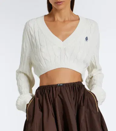 Prada Cable-knit cropped cotton sweater | Thumbnail 4