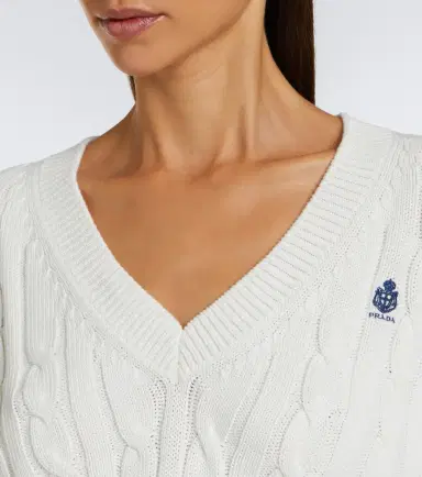Prada Cable-knit cropped cotton sweater | Thumbnail 7