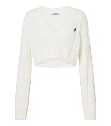 Prada Cable-knit cropped cotton sweater | Thumbnail 1