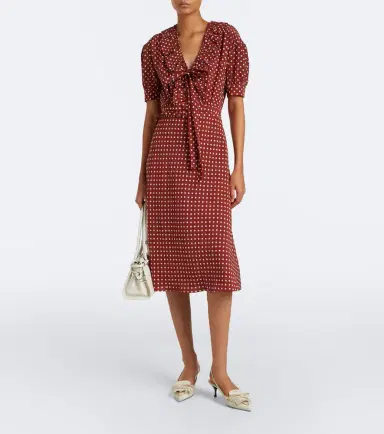 Prada Polka-dot ruffled silk midi dress | Thumbnail 2 Prada Polka-dot ruffled silk midi dress | Thumbnail 2