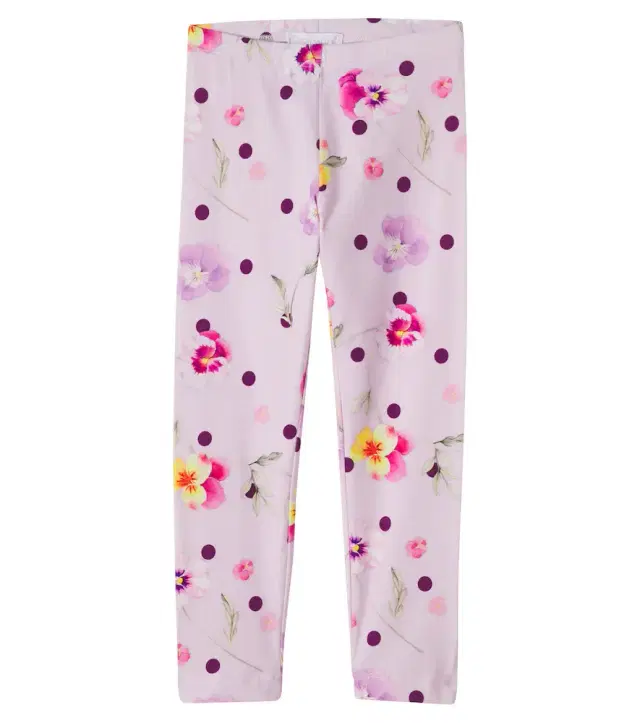 Floral polka-dot cotton-blend leggings