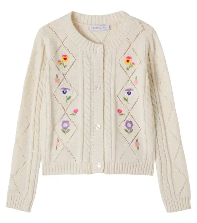 Monnalisa Floral cotton and wool cardigan