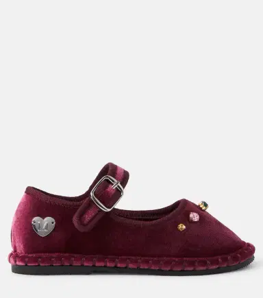 Monnalisa Embellished velvet ballet flats | Thumbnail 2 Monnalisa Embellished velvet ballet flats | Thumbnail 2