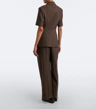 Ganni Striped pleated wool wide-leg pants | Thumbnail 4 Ganni Striped pleated wool wide-leg pants | Thumbnail 4