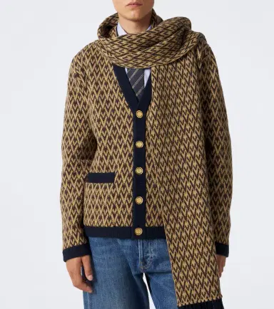 Valentino Garavani Toute La V virgin jacquard wool scarf | Thumbnail 3