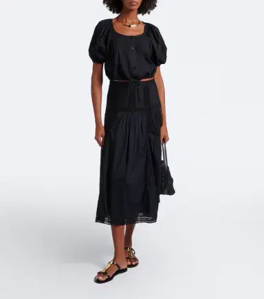 Ulla Johnson Alice embroidered tiered cotton midi skirt | Thumbnail 5