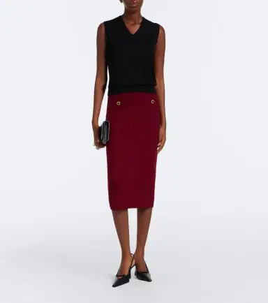 Alessandra Rich Knitted pointelle virgin wool midi skirt | Thumbnail 2