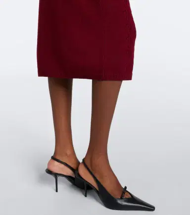 Alessandra Rich Knitted pointelle virgin wool midi skirt | Thumbnail 4