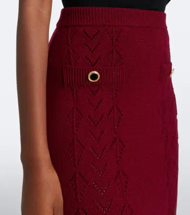Alessandra Rich Knitted pointelle virgin wool midi skirt | Thumbnail 6