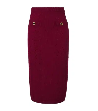 Alessandra Rich Knitted pointelle virgin wool midi skirt | Thumbnail 1