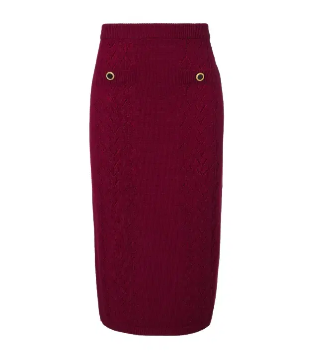 Alessandra Rich Knitted pointelle virgin wool midi skirt