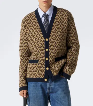 Valentino Toute La V jacquard virgin wool cardigan | Thumbnail 2